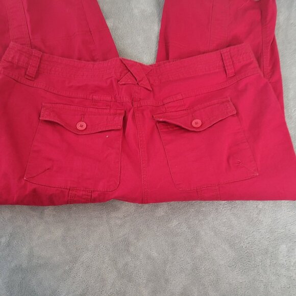 Style Co Womens Pants 18W Plus Capri Cargo Red Zip Fly Tied Hems RED43E - Picture 7 of 9